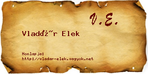 Vladár Elek névjegykártya